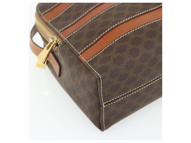 Céline Borsa a tracolla CELINE Macadam Canvas PVC Pelle Marrone Oro Auth ka4342 D'oro - vista 11