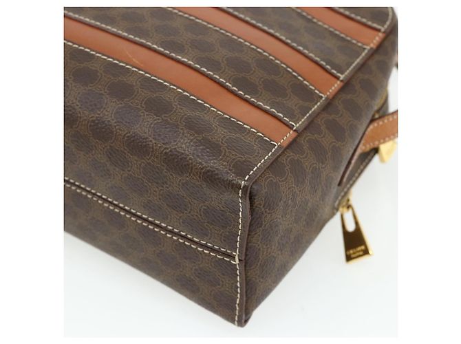 Céline Borsa a tracolla CELINE Macadam Canvas PVC Pelle Marrone Oro Auth ka4342 D'oro - vista 12