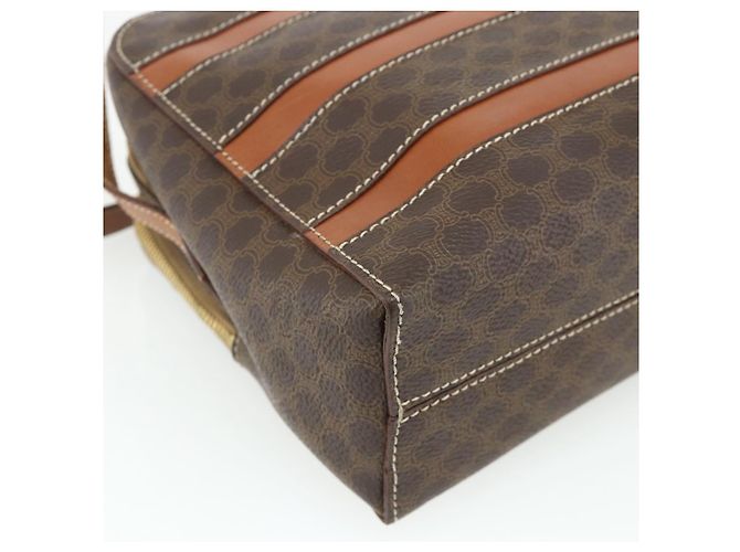 Céline Borsa a tracolla CELINE Macadam Canvas PVC Pelle Marrone Oro Auth ka4342 D'oro - vista 13