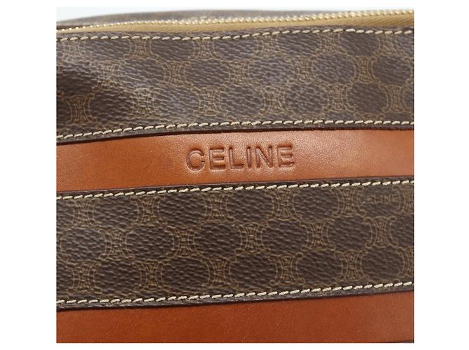 Céline Borsa a tracolla CELINE Macadam Canvas PVC Pelle Marrone Oro Auth ka4342 D'oro - vista 15