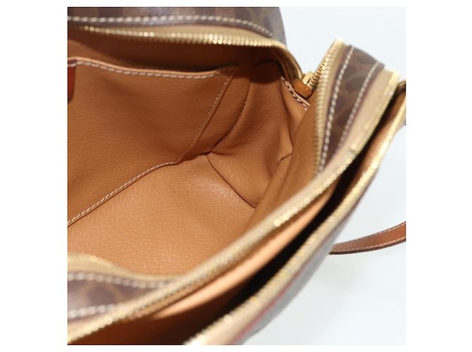 Céline Borsa a tracolla CELINE Macadam Canvas PVC Pelle Marrone Oro Auth ka4342 D'oro - vista 18