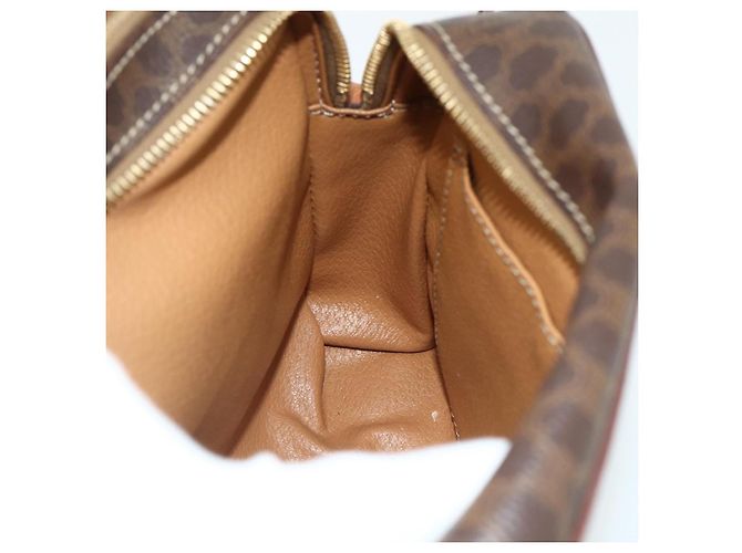 Céline Borsa a tracolla CELINE Macadam Canvas PVC Pelle Marrone Oro Auth ka4342 D'oro - vista 19