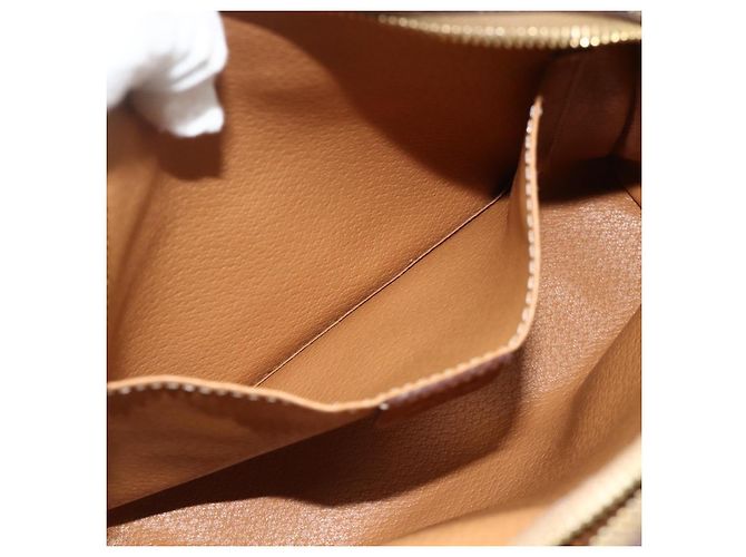 Céline Borsa a tracolla CELINE Macadam Canvas PVC Pelle Marrone Oro Auth ka4342 D'oro - vista 20