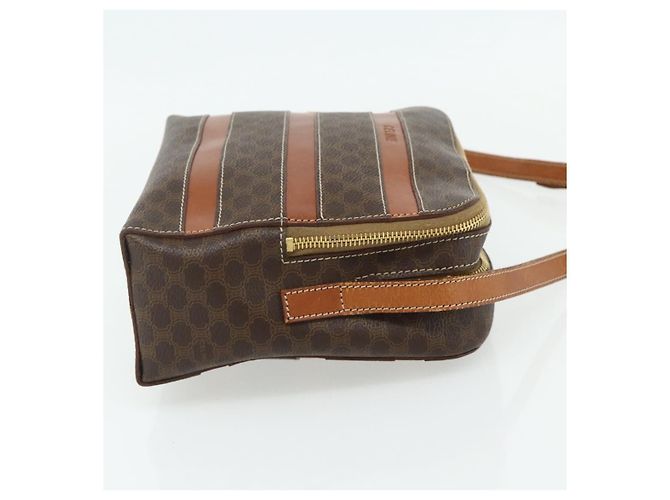 Céline Borsa a tracolla CELINE Macadam Canvas PVC Pelle Marrone Oro Auth ka4342 D'oro - vista 5