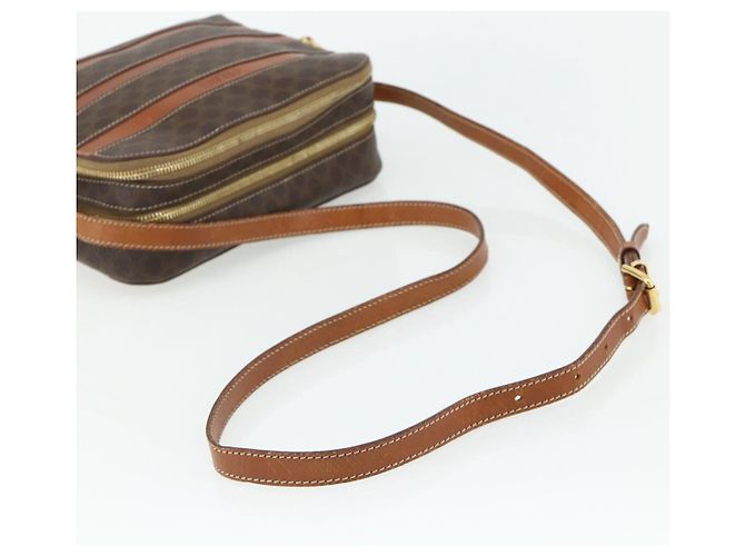 Céline Borsa a tracolla CELINE Macadam Canvas PVC Pelle Marrone Oro Auth ka4342 D'oro - vista 7