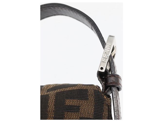 FENDI Zucca Canvas Mamma Baguette Borsa a Spalla Nero Marrone Auth 179388SAV - vista 14