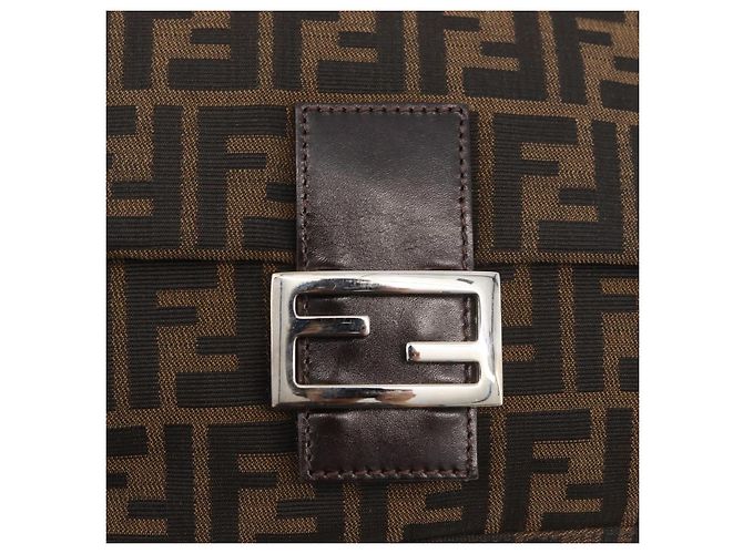 FENDI Zucca Canvas Mamma Baguette Borsa a Spalla Nero Marrone Auth 179388SAV - vista 15