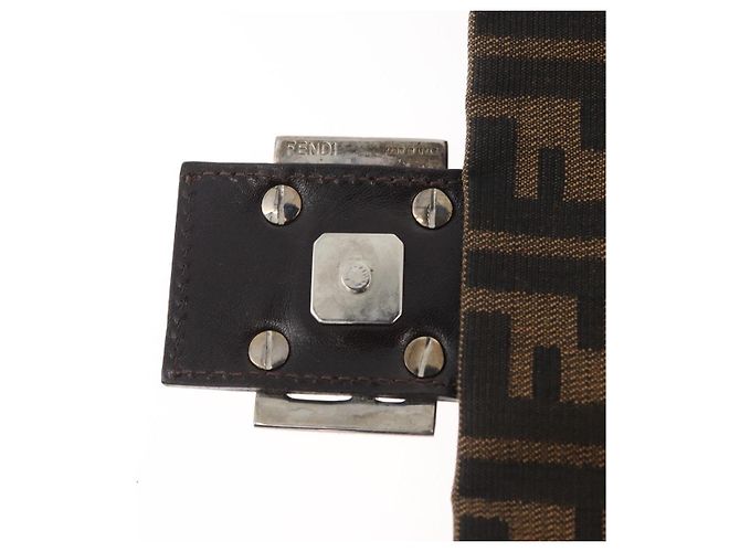 FENDI Zucca Canvas Mamma Baguette Borsa a Spalla Nero Marrone Auth 179388SAV - vista 16