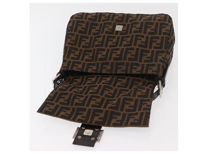 FENDI Zucca Canvas Mamma Baguette Borsa a Spalla Nero Marrone Auth 179388SAV - vista 17