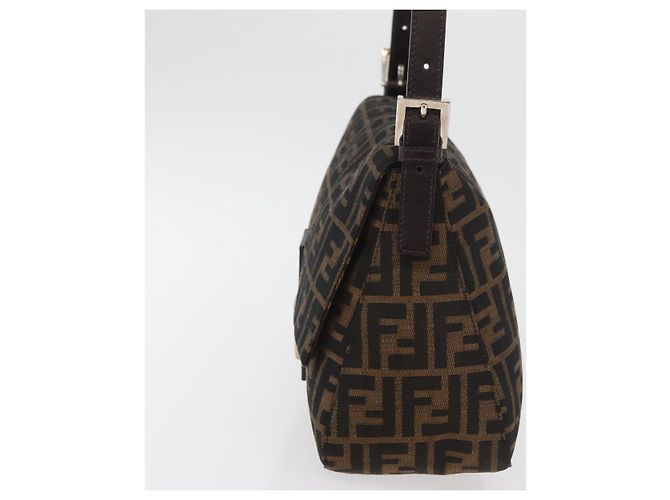 FENDI Zucca Canvas Mamma Baguette Borsa a Spalla Nero Marrone Auth 179388SAV - vista 4