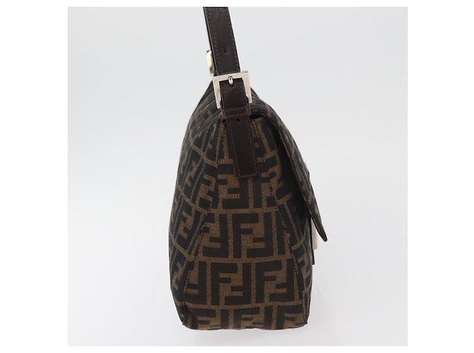 FENDI Zucca Canvas Mamma Baguette Borsa a Spalla Nero Marrone Auth 179388SAV - vista 5