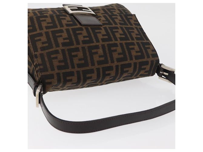 FENDI Zucca Canvas Mamma Baguette Borsa a Spalla Nero Marrone Auth 179388SAV - vista 6