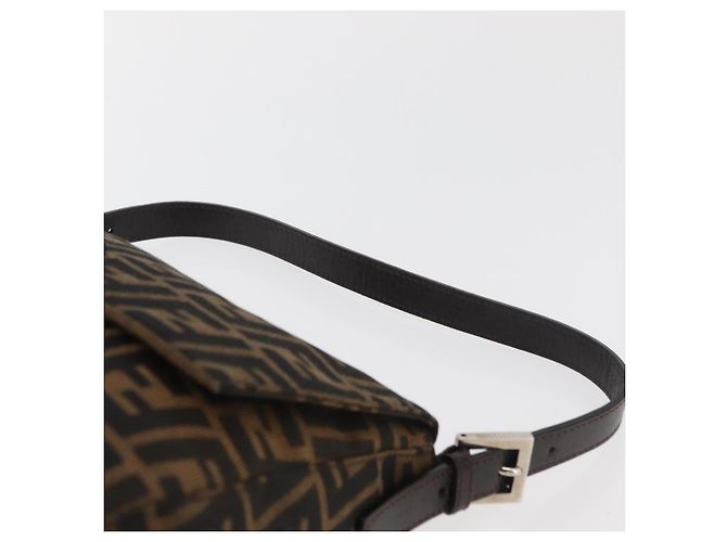 FENDI Zucca Canvas Mamma Baguette Borsa a Spalla Nero Marrone Auth 179388SAV - vista 8