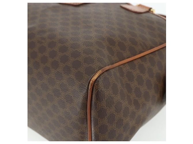 Céline Borsa CELINE Macadam Canvas PVC Pelle Marrone Oro Auth 179568 D'oro - vista 10