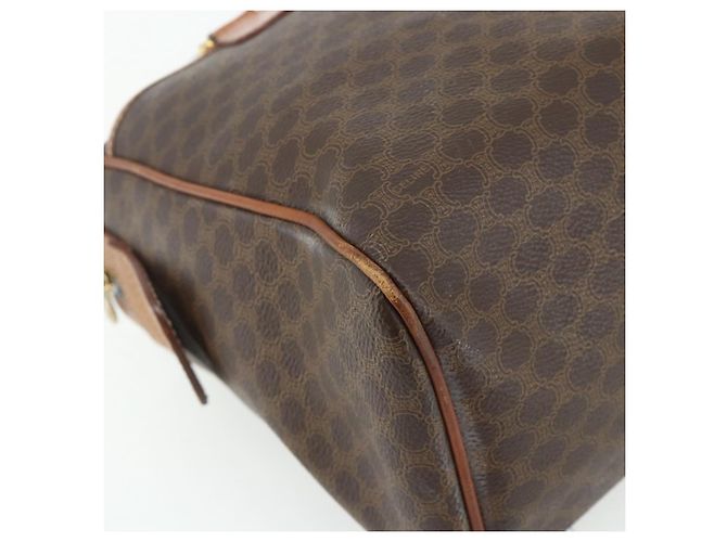 Céline Borsa CELINE Macadam Canvas PVC Pelle Marrone Oro Auth 179568 D'oro - vista 11