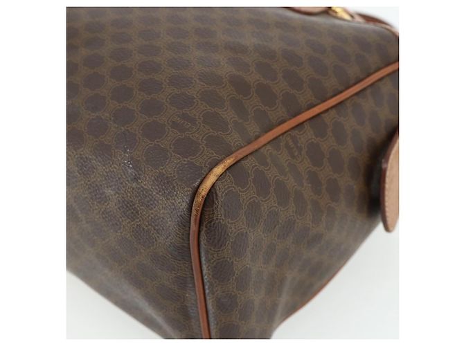 Céline Borsa CELINE Macadam Canvas PVC Pelle Marrone Oro Auth 179568 D'oro - vista 12