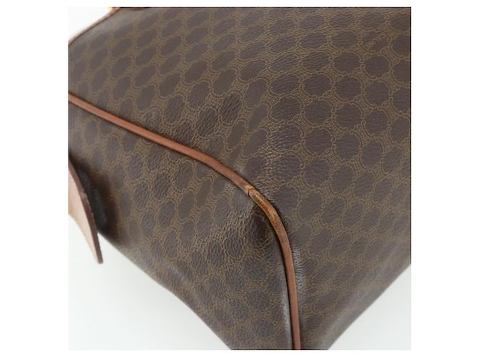 Céline Borsa CELINE Macadam Canvas PVC Pelle Marrone Oro Auth 179568 D'oro - vista 13