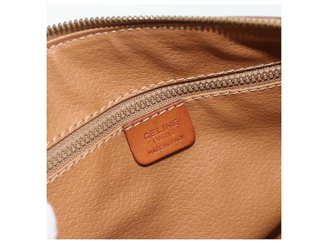 Céline Borsa CELINE Macadam Canvas PVC Pelle Marrone Oro Auth 179568 D'oro - vista 15