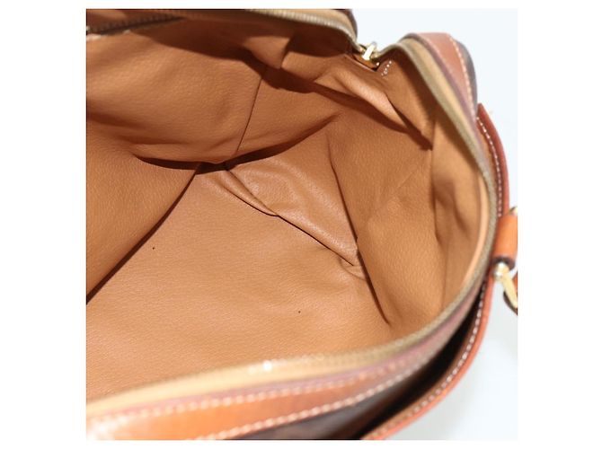 Céline Borsa CELINE Macadam Canvas PVC Pelle Marrone Oro Auth 179568 D'oro - vista 17