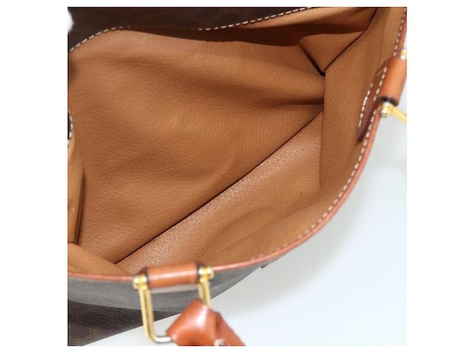 Céline Borsa CELINE Macadam Canvas PVC Pelle Marrone Oro Auth 179568 D'oro - vista 21