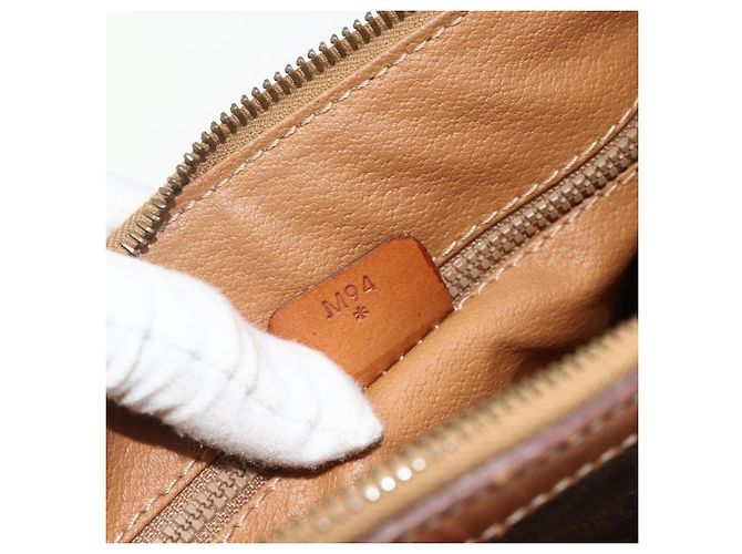 Céline Borsa CELINE Macadam Canvas PVC Pelle Marrone Oro Auth 179568 D'oro - vista 23
