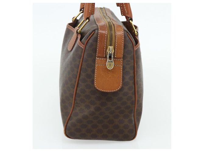 Céline Borsa CELINE Macadam Canvas PVC Pelle Marrone Oro Auth 179568 D'oro - vista 4