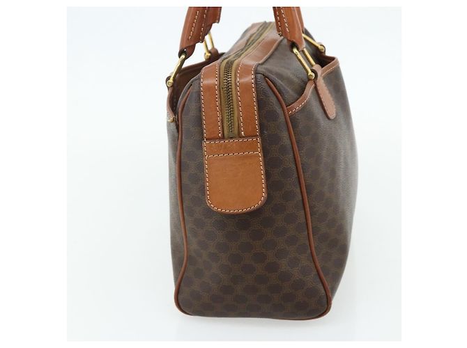 Céline Borsa CELINE Macadam Canvas PVC Pelle Marrone Oro Auth 179568 D'oro - vista 5