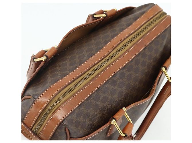 Céline Borsa CELINE Macadam Canvas PVC Pelle Marrone Oro Auth 179568 D'oro - vista 6