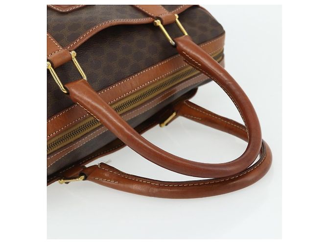 Céline Borsa CELINE Macadam Canvas PVC Pelle Marrone Oro Auth 179568 D'oro - vista 7