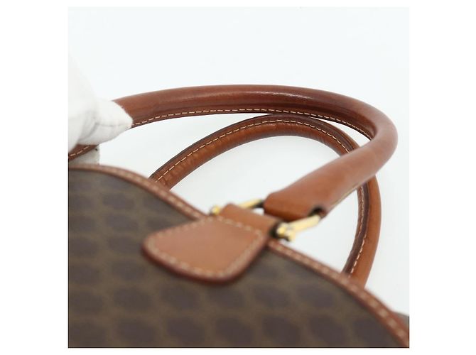 Céline Borsa CELINE Macadam Canvas PVC Pelle Marrone Oro Auth 179568 D'oro - vista 8