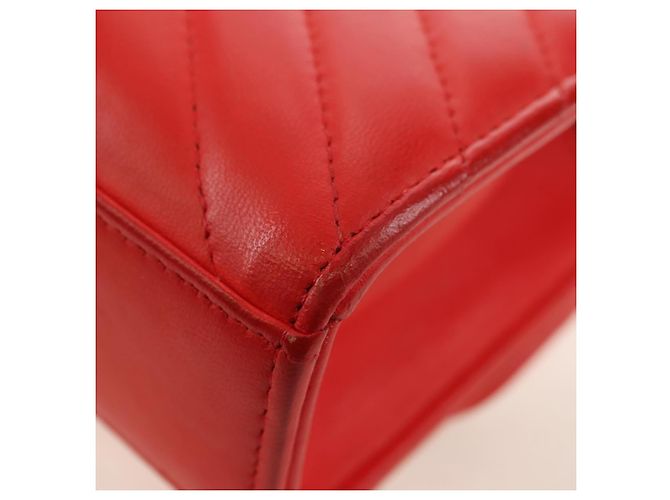 CHANEL V Stitch Schultertasche Lammfell Gold Rot CC Authentisch bs35072M Golden - Ansicht 13
