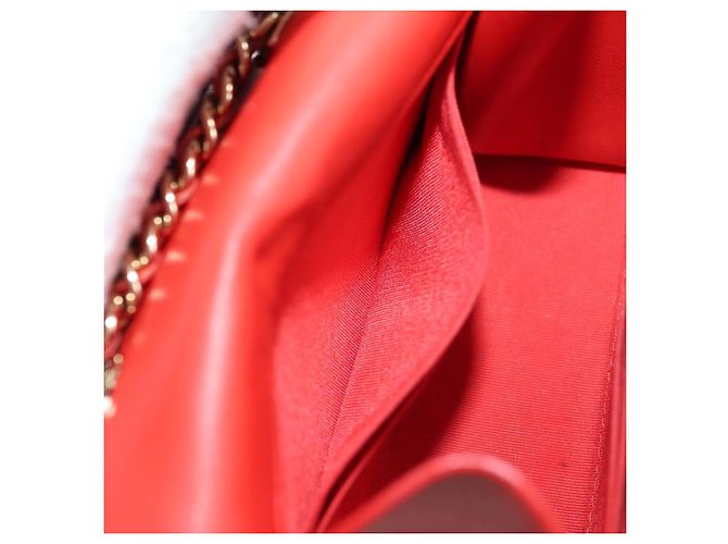 CHANEL V Stitch Schultertasche Lammfell Gold Rot CC Authentisch bs35072M Golden - Ansicht 23