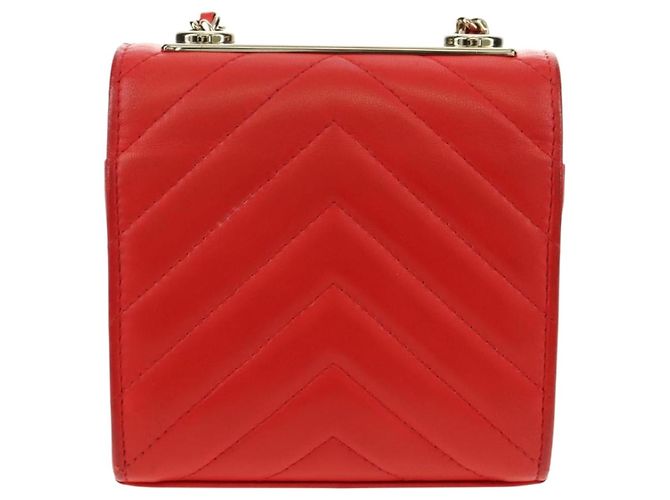 CHANEL V Stitch Schultertasche Lammfell Gold Rot CC Authentisch bs35072M Golden - Ansicht 3