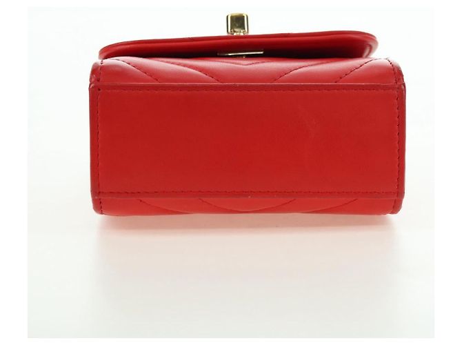 CHANEL V Stitch Schultertasche Lammfell Gold Rot CC Authentisch bs35072M Golden - Ansicht 9