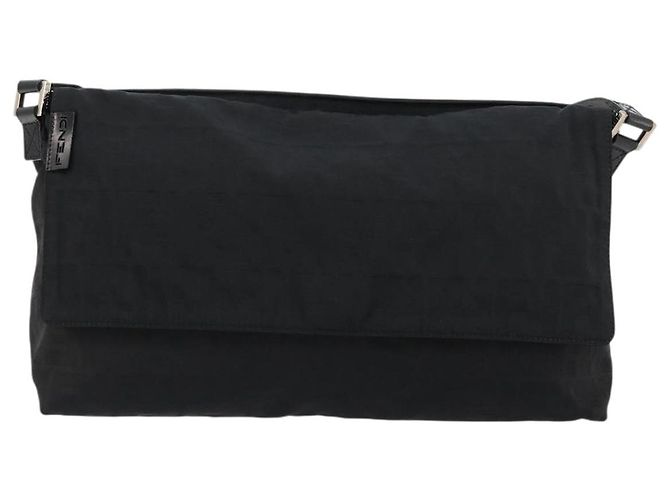 Borsa a Spalla FENDI Zucca Canvas Nera Argento Auth 177493A Nero - vista 2