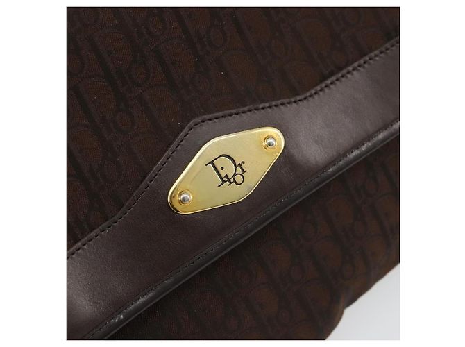 Borsa a Spalla con Catena Christian Dior Trotter Canvas Marrone Oro Auth 178742 D'oro - vista 14