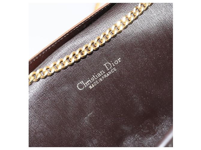 Borsa a Spalla con Catena Christian Dior Trotter Canvas Marrone Oro Auth 178742 D'oro - vista 18