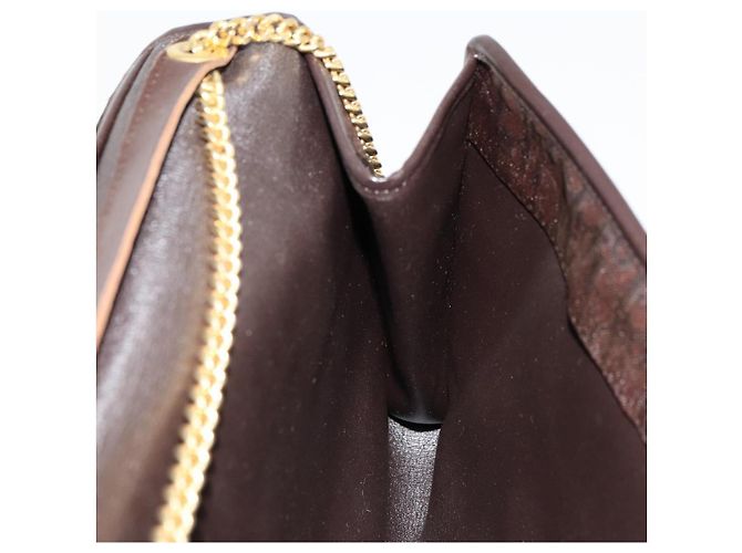 Borsa a Spalla con Catena Christian Dior Trotter Canvas Marrone Oro Auth 178742 D'oro - vista 20