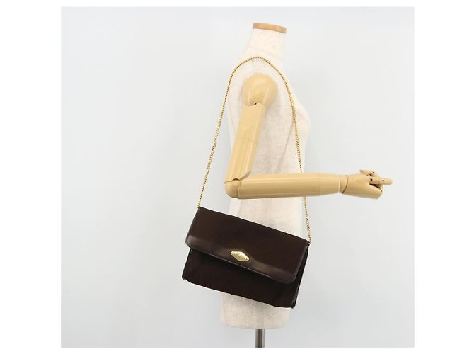 Borsa a Spalla con Catena Christian Dior Trotter Canvas Marrone Oro Auth 178742 D'oro - vista 22