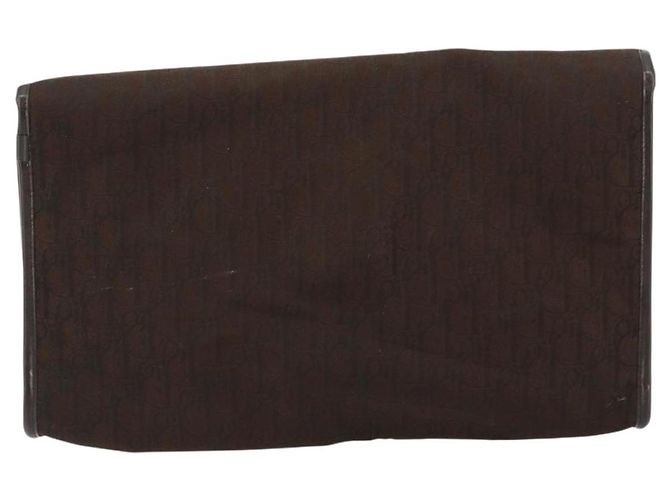 Borsa a Spalla con Catena Christian Dior Trotter Canvas Marrone Oro Auth 178742 D'oro - vista 3