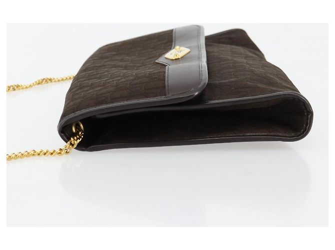 Borsa a Spalla con Catena Christian Dior Trotter Canvas Marrone Oro Auth 178742 D'oro - vista 5