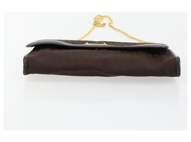 Borsa a Spalla con Catena Christian Dior Trotter Canvas Marrone Oro Auth 178742 D'oro - vista 9
