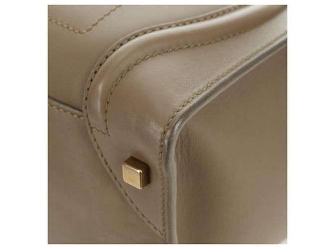 Céline Borsa CELINE Luggage Mini Shopper in pelle beige oro Auth am11586V D'oro - vista 11