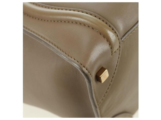 Céline Borsa CELINE Luggage Mini Shopper in pelle beige oro Auth am11586V D'oro - vista 12