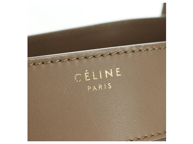 Céline Borsa CELINE Luggage Mini Shopper in pelle beige oro Auth am11586V D'oro - vista 14