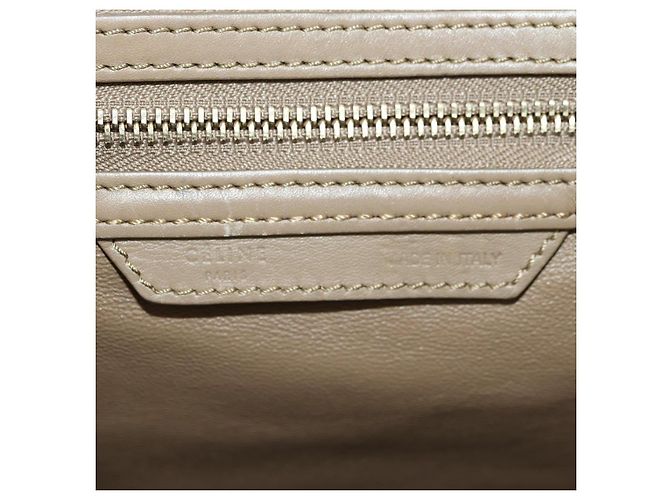 Céline Borsa CELINE Luggage Mini Shopper in pelle beige oro Auth am11586V D'oro - vista 17