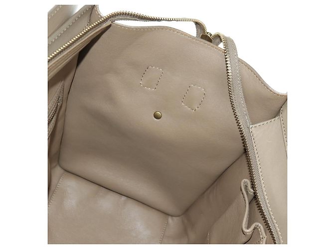 Céline Borsa CELINE Luggage Mini Shopper in pelle beige oro Auth am11586V D'oro - vista 19