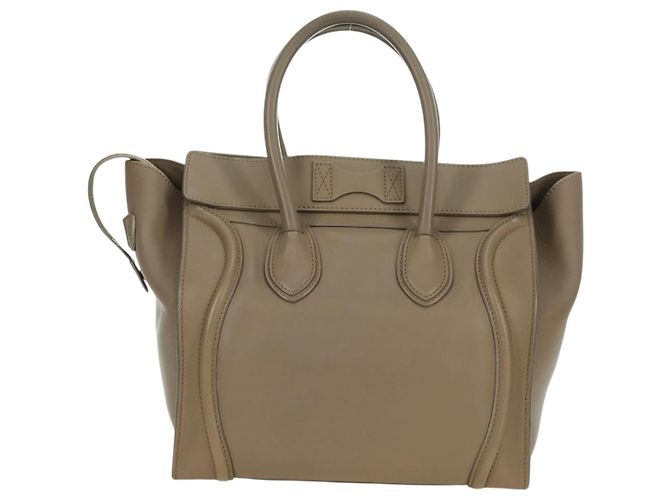 Céline Borsa CELINE Luggage Mini Shopper in pelle beige oro Auth am11586V D'oro - vista 3