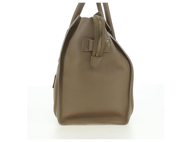 Céline Borsa CELINE Luggage Mini Shopper in pelle beige oro Auth am11586V D'oro - vista 4