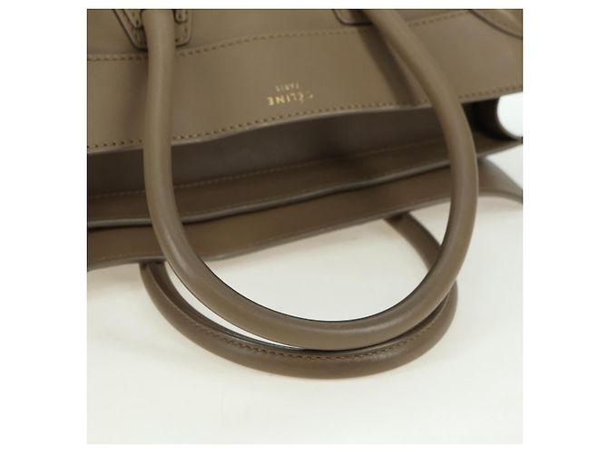 Céline Borsa CELINE Luggage Mini Shopper in pelle beige oro Auth am11586V D'oro - vista 7